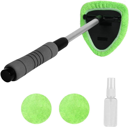 Xindell Extendable Windshield Cleaner:Internal Windshield Cleaning Tool Multi-Purpose Easy Internal Window Cleaning,with Ultra-Fine Fiber Shoe-Pad and Extendable Handle,Suitable for Automotive Glass